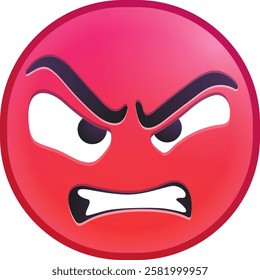 Red angry emoji with furrowed eyebrows and frowning mouth.