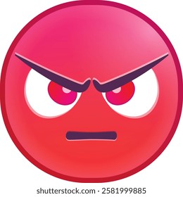 Red angry emoji with intense eyebrows and frowning expression.