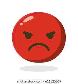 Red Angry emoticon. Cartoon Isolated vector illustration on white background