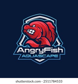 Red Angry Fish Mascot Designs Logo Vector