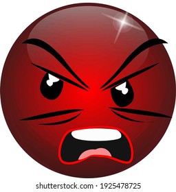 Red angry red glowing orb with facial expression