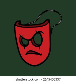 Ilustración vectorial de máscara roja enojada
