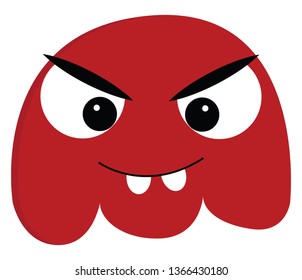 Red angry monster vector illustration on white background