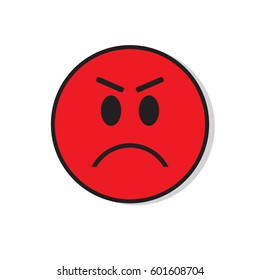 Red Angry Sad Face Negative People Emotion Icon Flat Vector Illustration