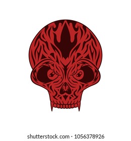 red angry skull with flame skin pattern illustration element for tshirt