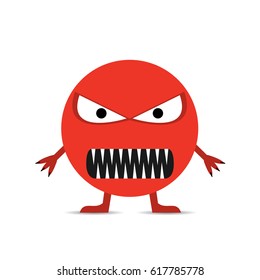 Red Angry Smiley Face Isolated On The White Background