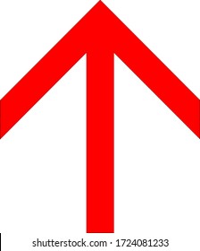 Red angular up arrow icon on a white background