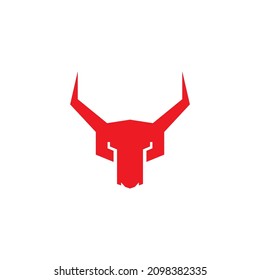red animal head face with long horn logo symbol icon vector graphic design illustration idea creative 