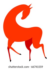 red animal on white background