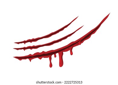 Red animal scratches. The claws clawed at the beast. Vector illustration on a white background.