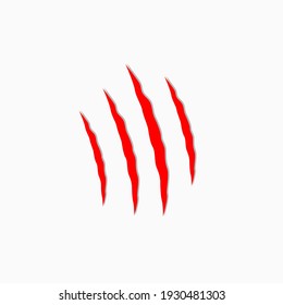 red animal scratches. Claws scratching the cat. Vector illustration on white background.