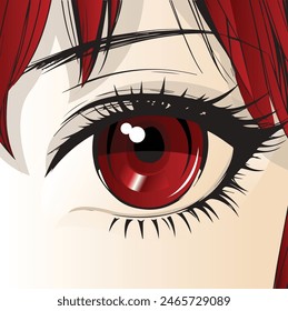 red anime eye vector illustration 