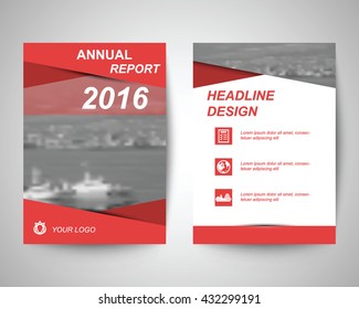 red annual report abstract flyer layout template, brochure background, leaflet with cover, vector design in a4 size for business