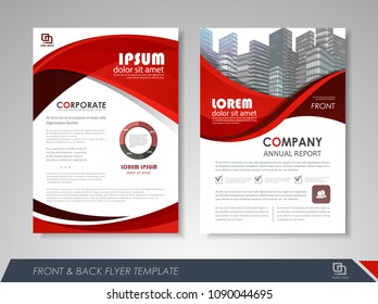 Red annual report brochure flyer design template. Leaflet cover presentation abstract background for business, magazines, posters, booklets, banners. Layout in A4 size. Easily editable vector format.