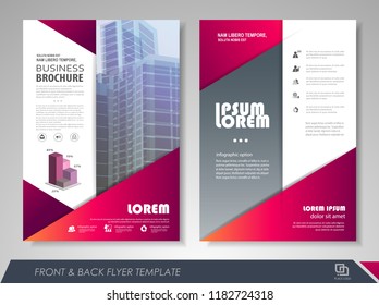 Red annual report brochure flyer design template. Leaflet cover presentation abstract background for business, magazines, posters, booklets, banners. Layout in A4 size. Easily editable vector format.