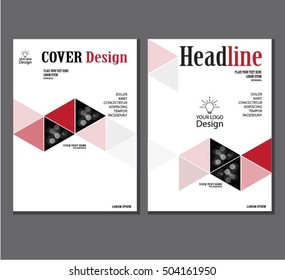 Red annual report brochure flyer design template vector, Leaflet cover presentation abstract flat background