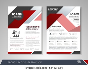 Red annual report brochure flyer design template. Leaflet cover presentation abstract background for business, magazines, posters, booklets, banners. Layout in A4 size Easily editable vector format