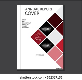 Red annual report brochure flyer design template vector, Leaflet cover presentation abstract flat background