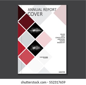 Red annual report brochure flyer design template vector, Leaflet cover presentation abstract flat background