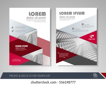 Red annual report brochure flyer design template. Leaflet cover presentation abstract background for business, magazines, posters, booklets, banners.