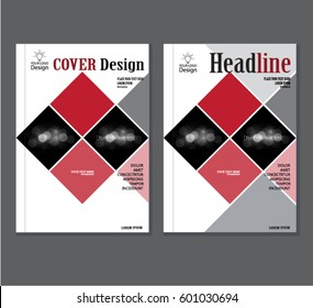 Red annual report brochure flyer design template vector, Leaflet cover presentation abstract flat background