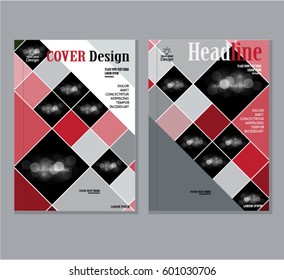 Red annual report brochure flyer design template vector, Leaflet cover presentation abstract flat background