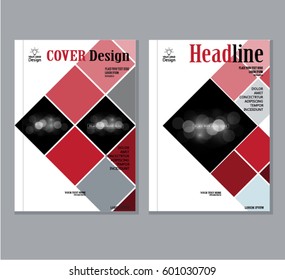 Red annual report brochure flyer design template vector, Leaflet cover presentation abstract flat background