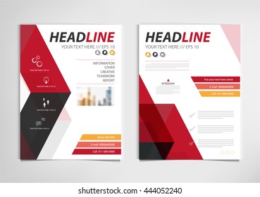 Red annual report brochure template design, book cover layout design vector, , Abstract yellow presentation templates.