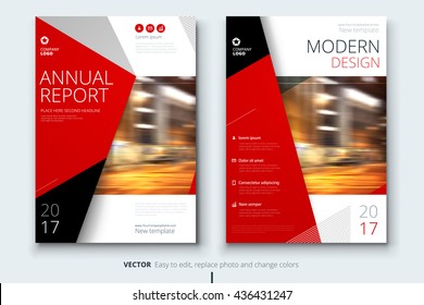 red annual report design template cover layout a4 concept vector