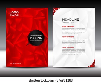 Red Annual report template, brochure flyer, cover design, polygon background, portfolio, Leaflet, presentation, book , booklet, catalog, brochure flyer, magazine ads, newsletter, poster