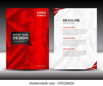 Red Annual report template, polygon background, portfolio, Leaflet, presentation, book , booklet, catalog, brochure flyer, magazine ads, newsletter, poster, cover design