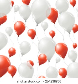 Red ans white balloons on white background