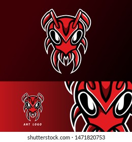 red ant head mascot sport esport logo template for pesonal, team, company