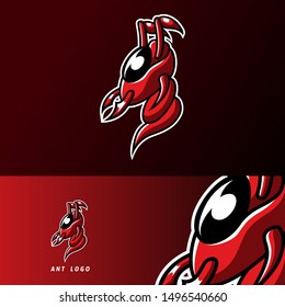 Red ant head mascot sport gaming esport logo template for squad team club