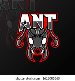 red ant head mascot sport esport logo template for pesonal, team, company