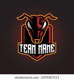 red ant head with shield mascot sport esport logo template