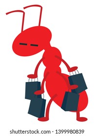 Red ant hold shopping bags