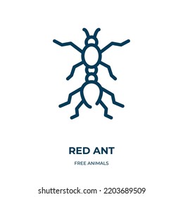 Red ant icon. Linear vector illustration from free animals collection. Outline red ant icon vector. Thin line symbol for use on web and mobile apps, logo, print media.