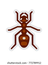 red ant insect in flat style vector illustration