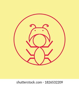 
red ant logo with line style