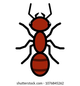 Red ant logo symbol icon sign. A simple red ant illustration, isolated.