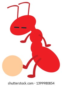 Red ant is playing the ball