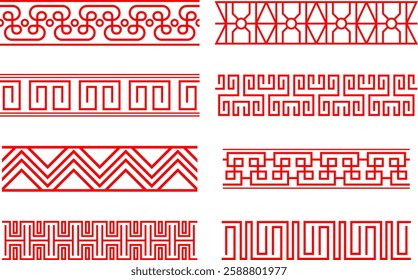 Red antique border line, Chinese border frame set