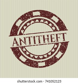 Red Antitheft rubber stamp with grunge texture