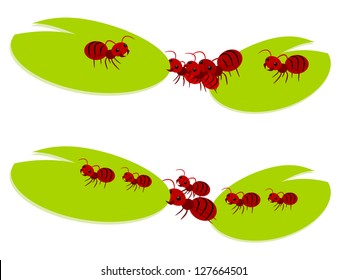 Red ants bridge group of teamwork power concept illustration
