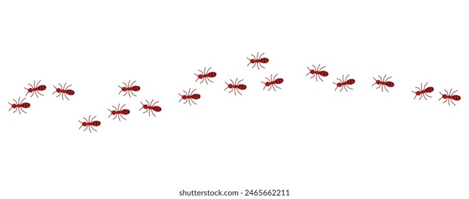 Red ants line 1 on a white background, vector illustration.