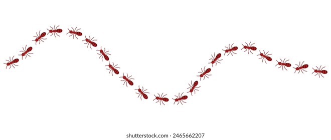 Red ants line 3 on a white background, vector illustration.