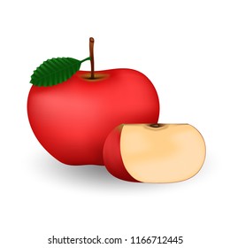 Red apple 3D isolated on white. Fresh fruit concept. Vector illustration EPS10.