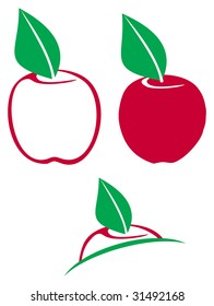 Red apple abstract illustration on white background