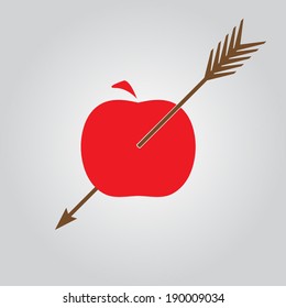 Red apple with arrow. 